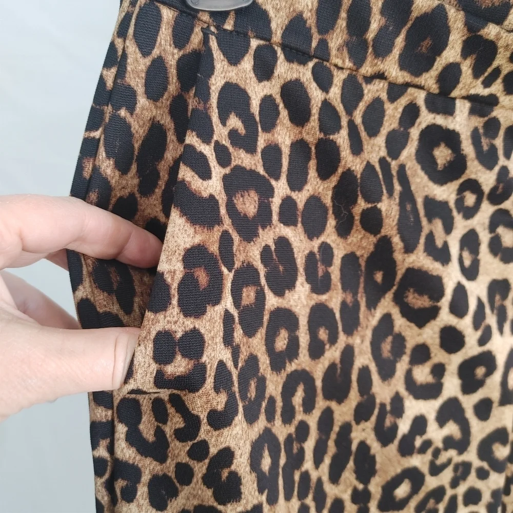 MICHAEL Michael Kors Leopard Print Ankle Pants Medium Animal Print Slim Career